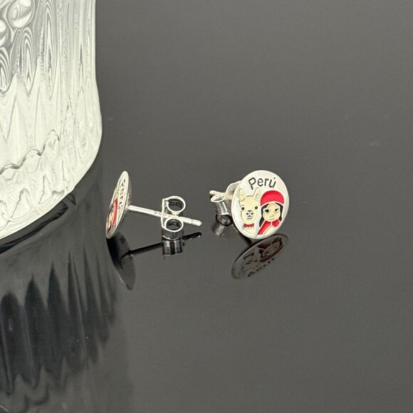 Peru Earrings S925 Sterling Silver Handmade Ear Stud - Picture 2 of 3